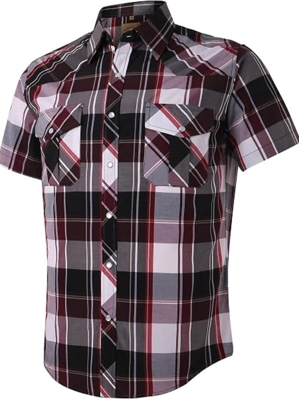 Dickies Men's Western Plaid Casual Pearl Snap Short Sleeve Shirt XL